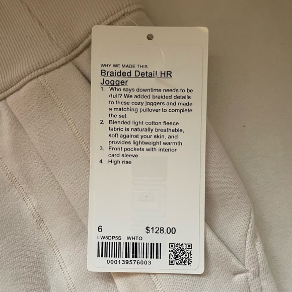 NWT Lululemon Braided Detail HR Joggers Size 6 Cream Color - Picture 8 of 16